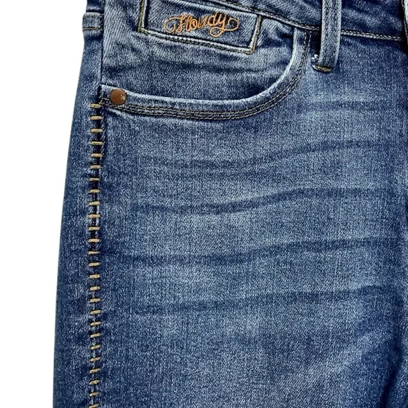 Judy Blue Howdy High Waisted Boyfriend Fit Distressed Raw Hem Jeans Size 7/28 - Picture 6 of 11